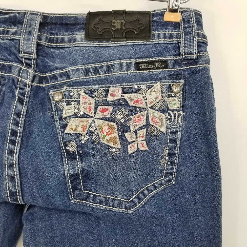 Miss Me Signature Cuffed Floral Skinny Jeans - Picture 5 of 11